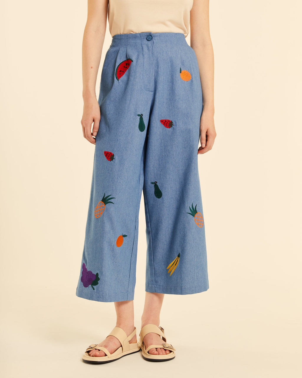 Culote denim con bordados