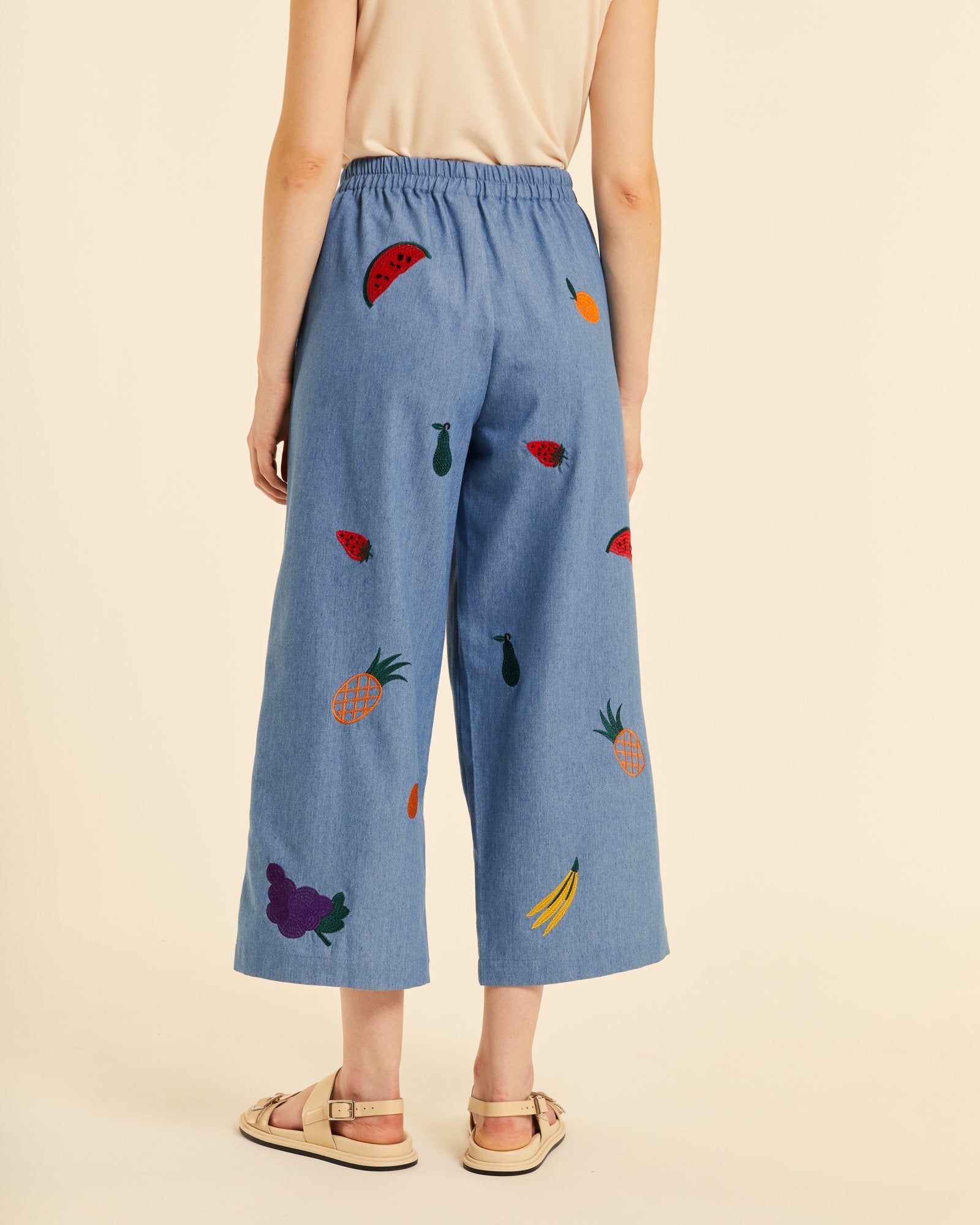 Culote denim con bordados