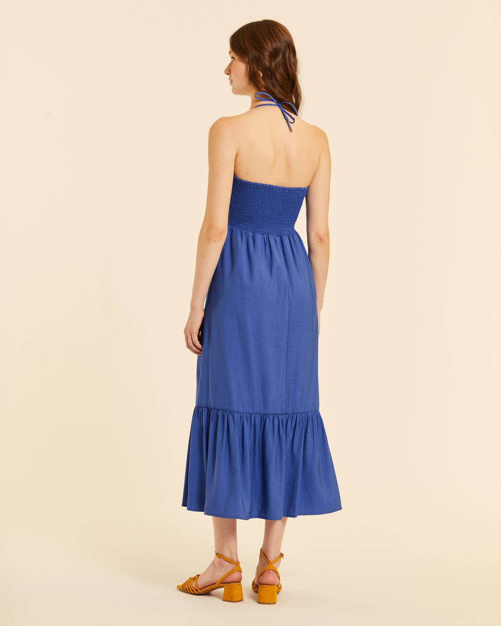 Vestido tirantes con volante azul