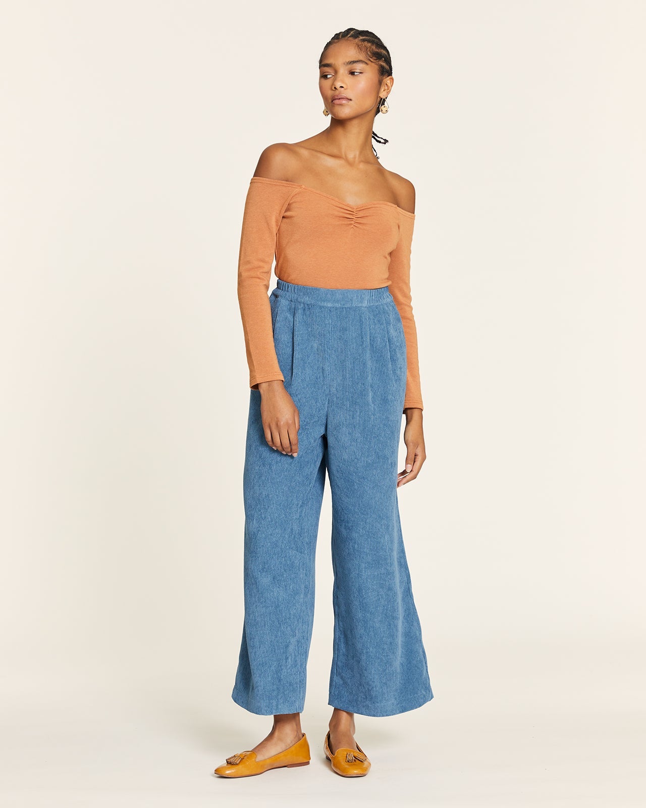 PANTALON DE PANA SIN CIERRE AZUL