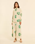Camisa con bordado palmeras
