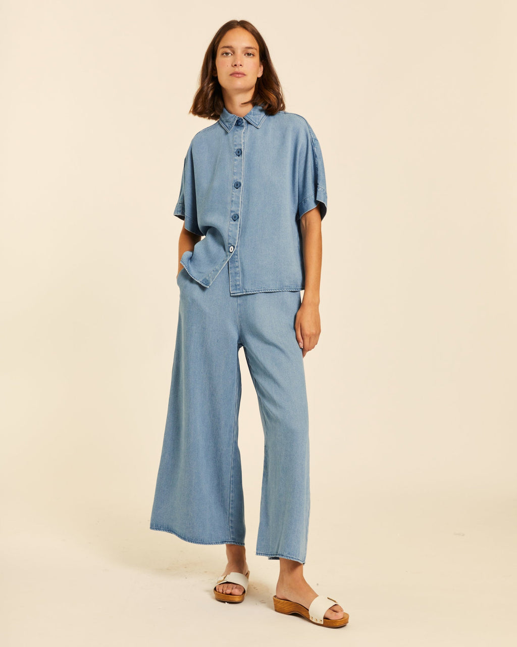 Camisa manga corta denim