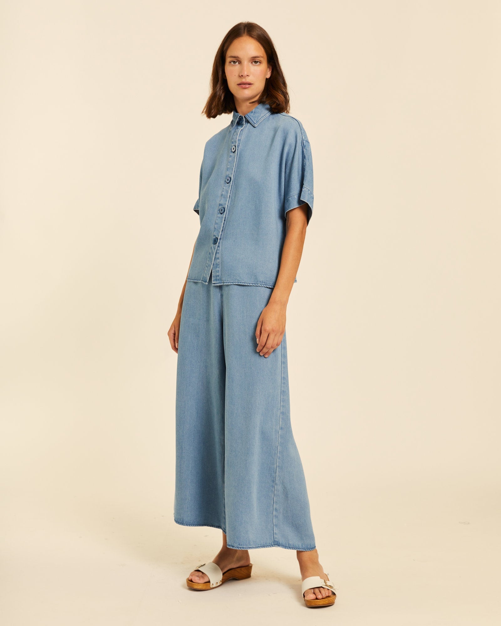 Camisa manga corta denim