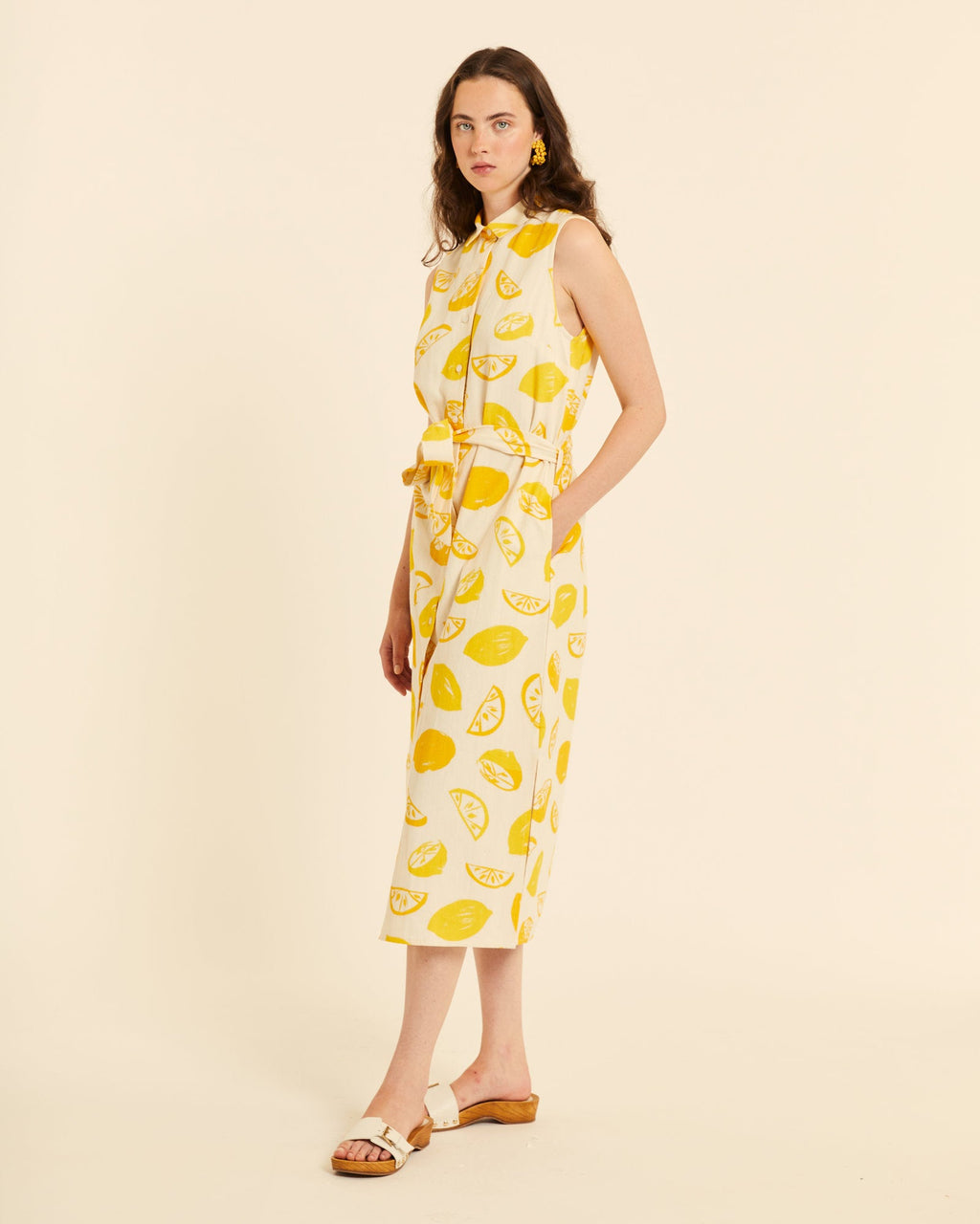 Vestido abotonado limonada
