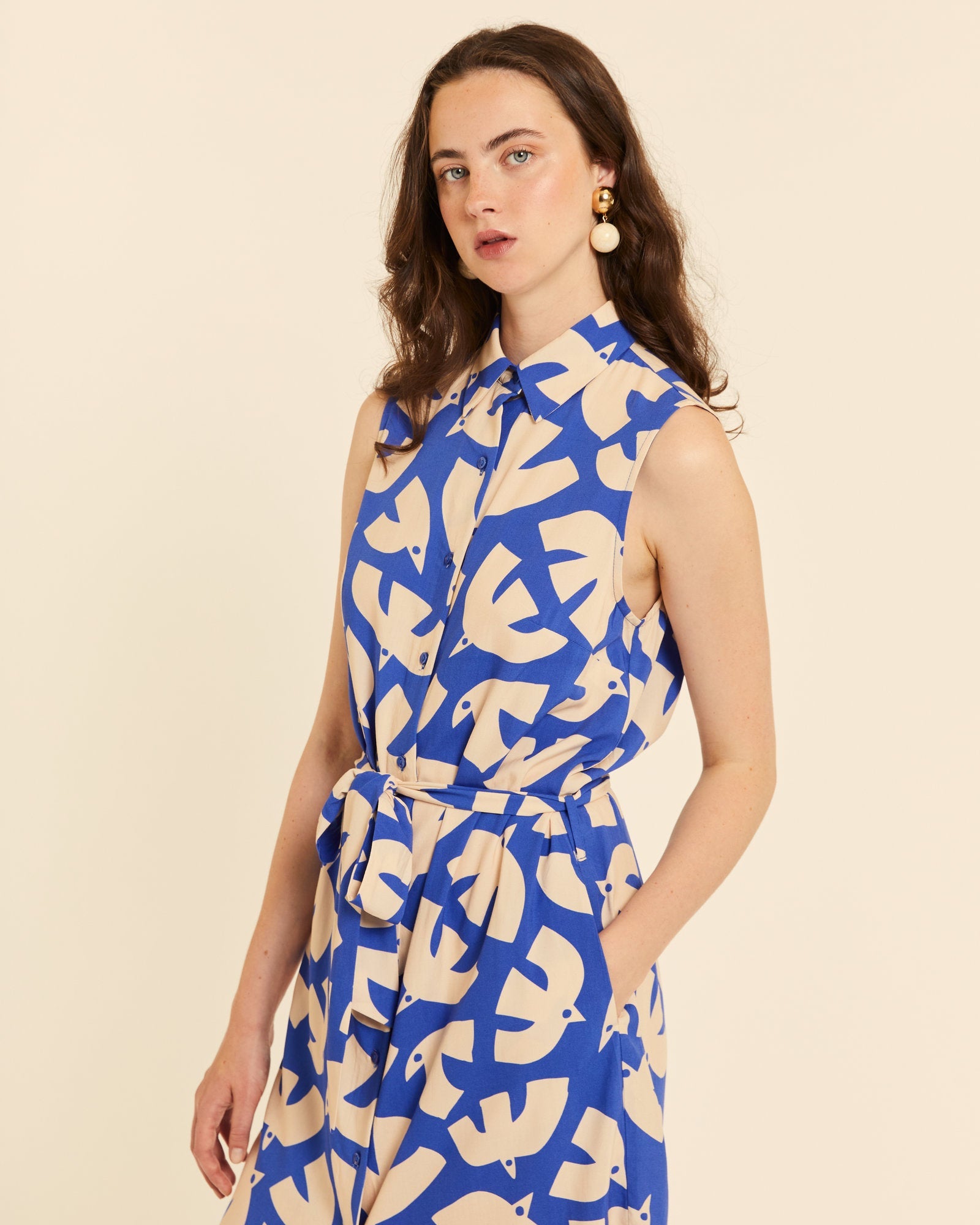 Vestido abotonado Blue Birds
