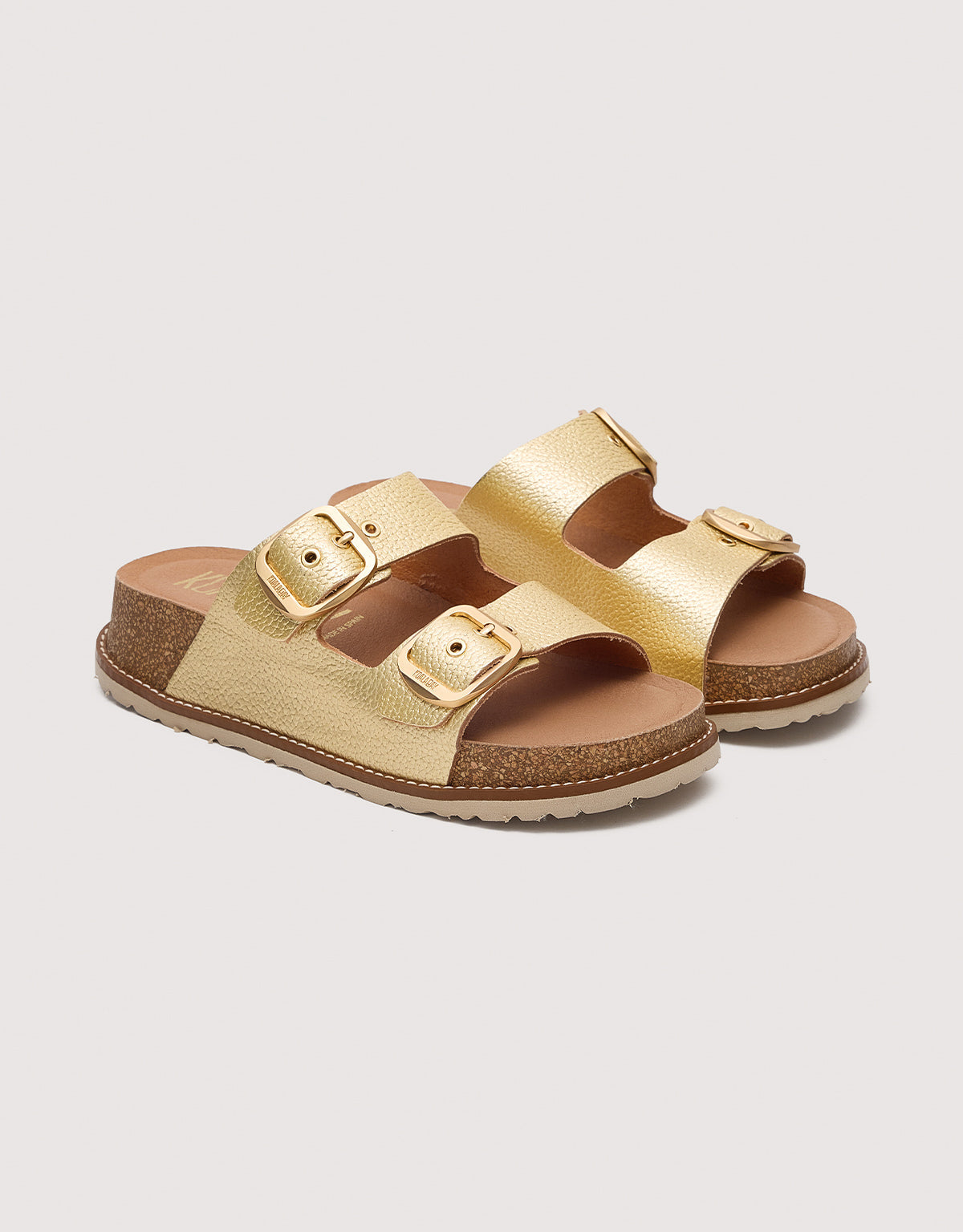 Sandalia Bio Piel Oro con Cuña - Sintran