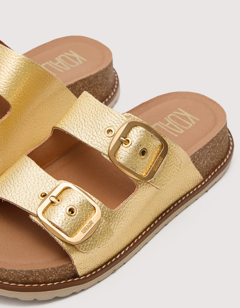 Sandalia Bio Piel Oro con Cuña - Sintran