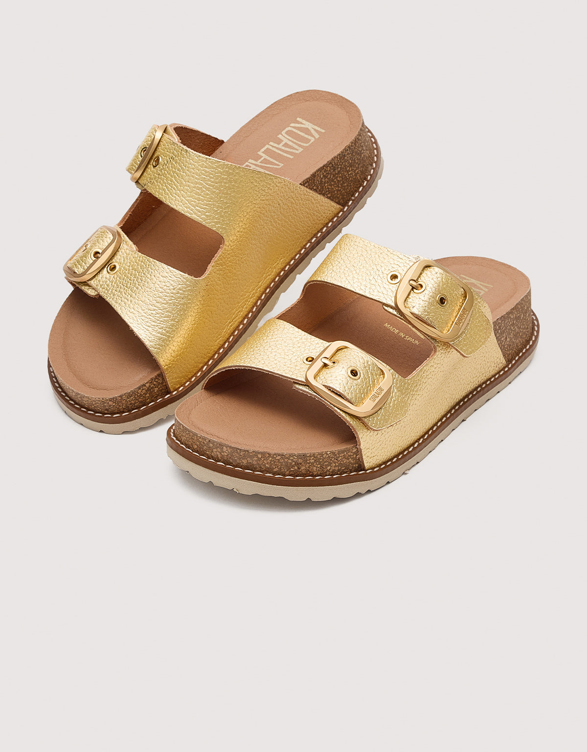 Sandalia Bio Piel Oro con Cuña - Sintran